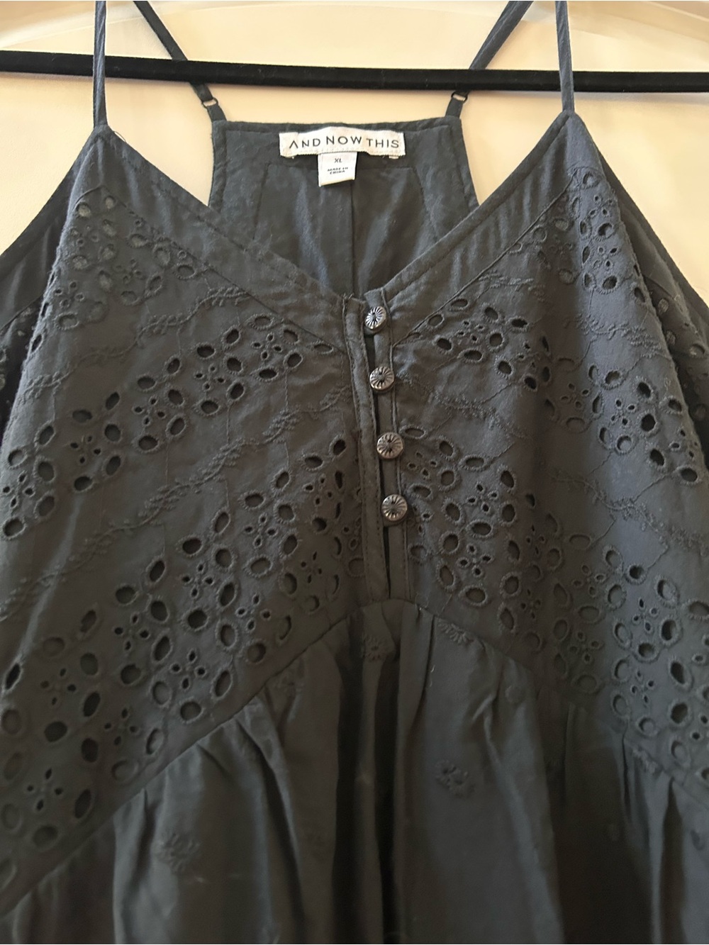 NWT And Now This Tiered Eyelet Maxi Dress. Racer back. Cotton. Boho. Prairie. XL - Picture 4 of 9